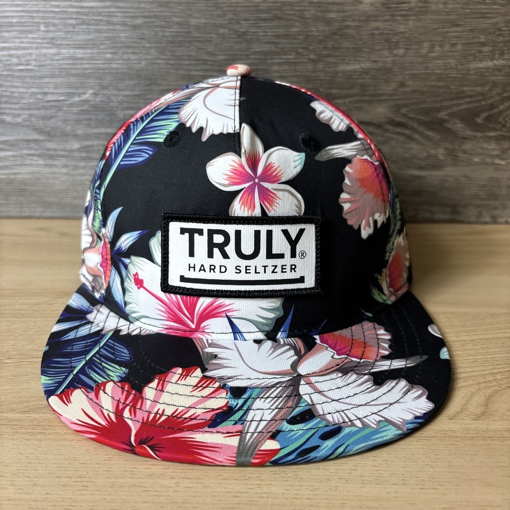 Truly Hard Seltzer Hat Cap Snap Back Floral Hawaiian Print Patch Promo Mens